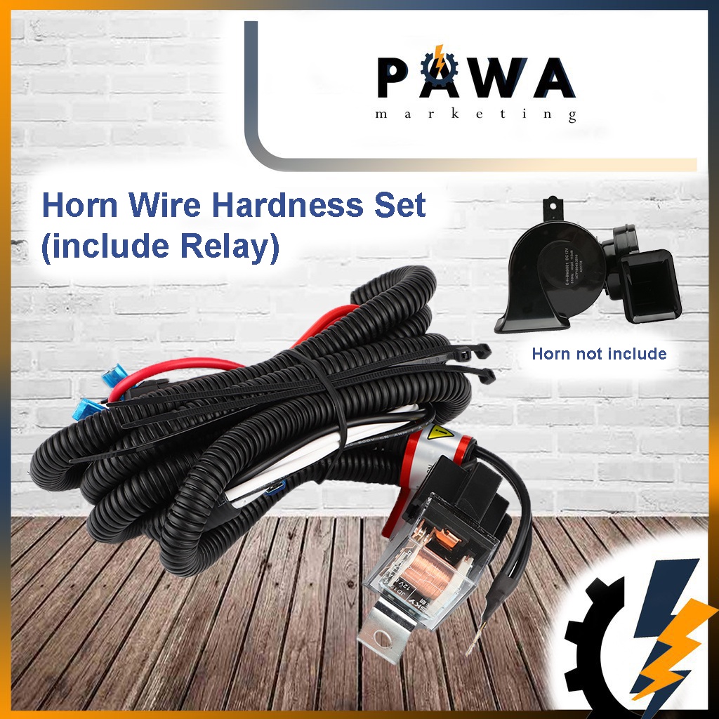 Pawa 12V 24V Horn Wiring Harness Relay Kit Wire Hon Relay Wayar