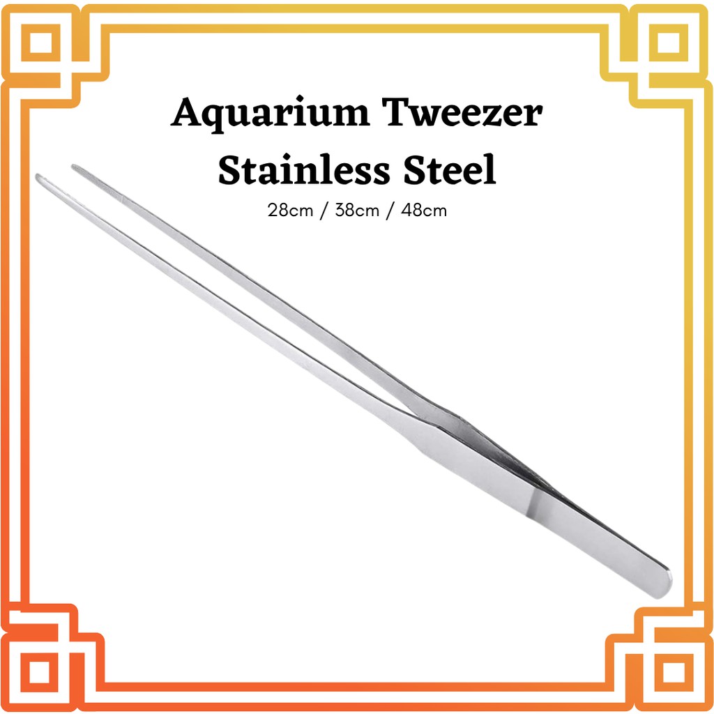 Extra Long Tongs Aquarium Tweezers Set, Stainless Steel Straight