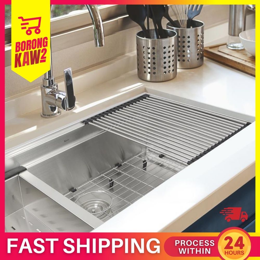 Roll Up Kitchen Dish Drying Rack Foldable Multipurpose Stainless Steel