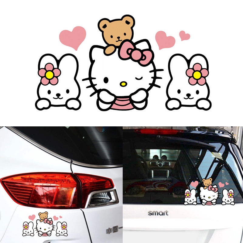 【Ready Stock!!】Hello Kitty Car Stickers Motorcycle Stickers Reflective