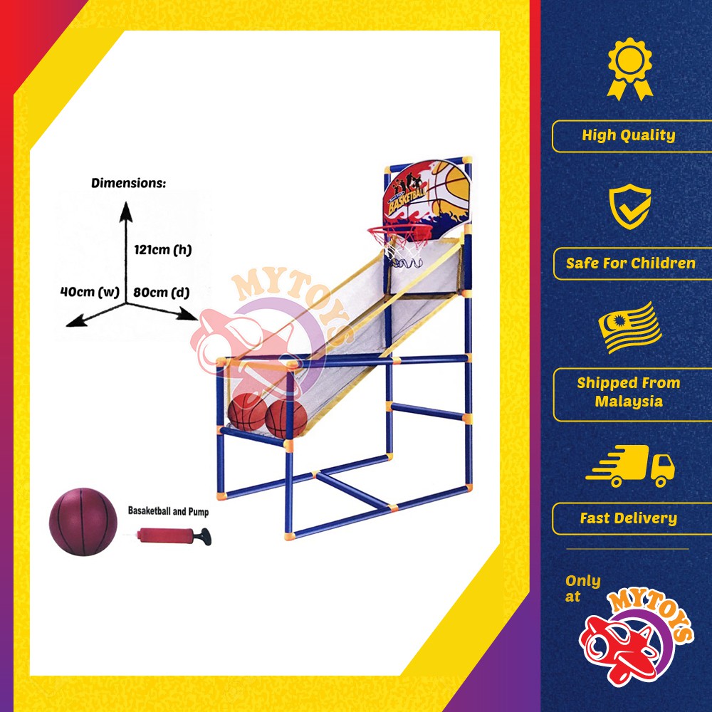 Basketball Game Set with Ball 121cm HX Sports and Pump Sports Toys for Boys Mainan Bola