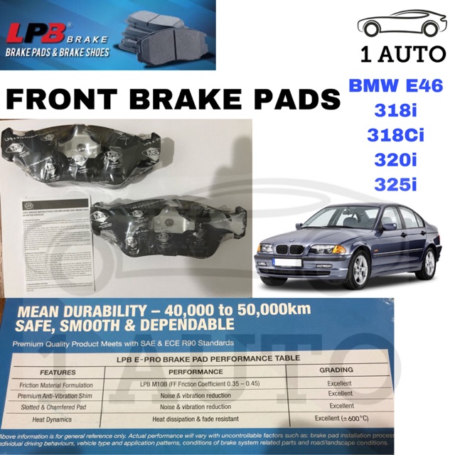 LPB ePRO FRONT DEPAN BRAKE PAD BMW E36 E46 318i 320i 323i 325i 328i