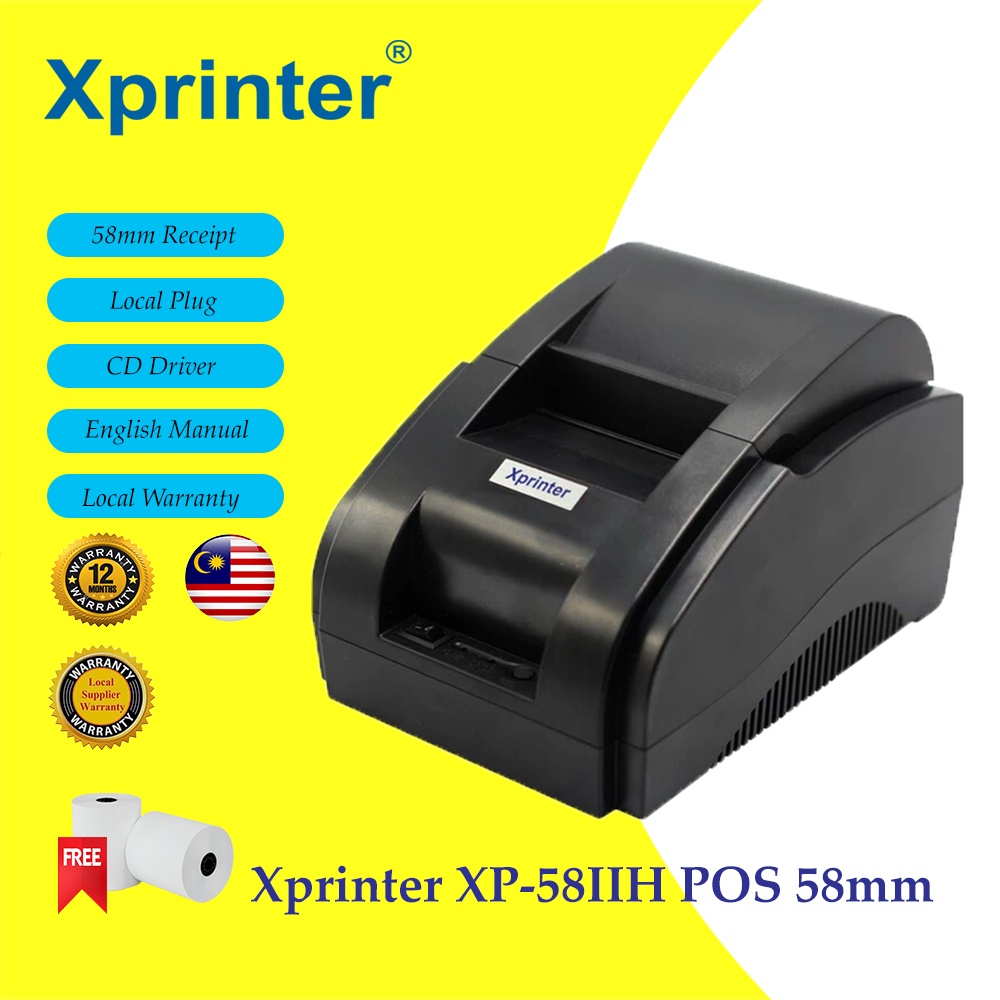 XPrinter XP58IIH 58mm Receipt POS Thermal Printer USB Port Free
