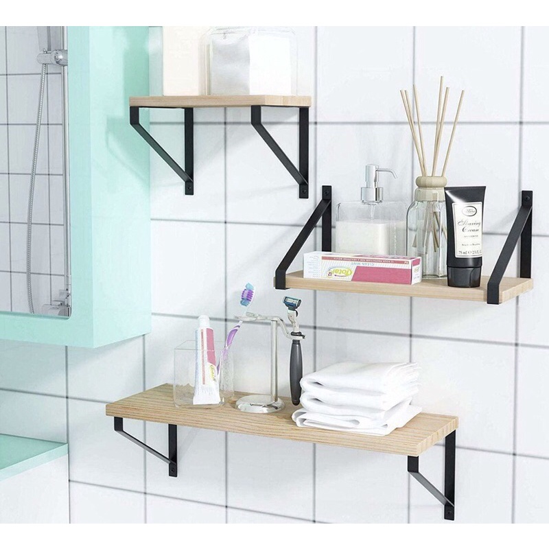 Wooden Wall Shelf / Iron Elbow Hanging Rack Wall Shelves / Hanging Wall