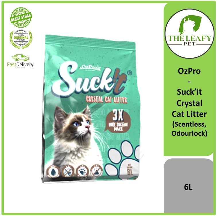 OzPro Suck'it Crystal Cat Litter 6L Scentless/ Odourlock/ Pasir