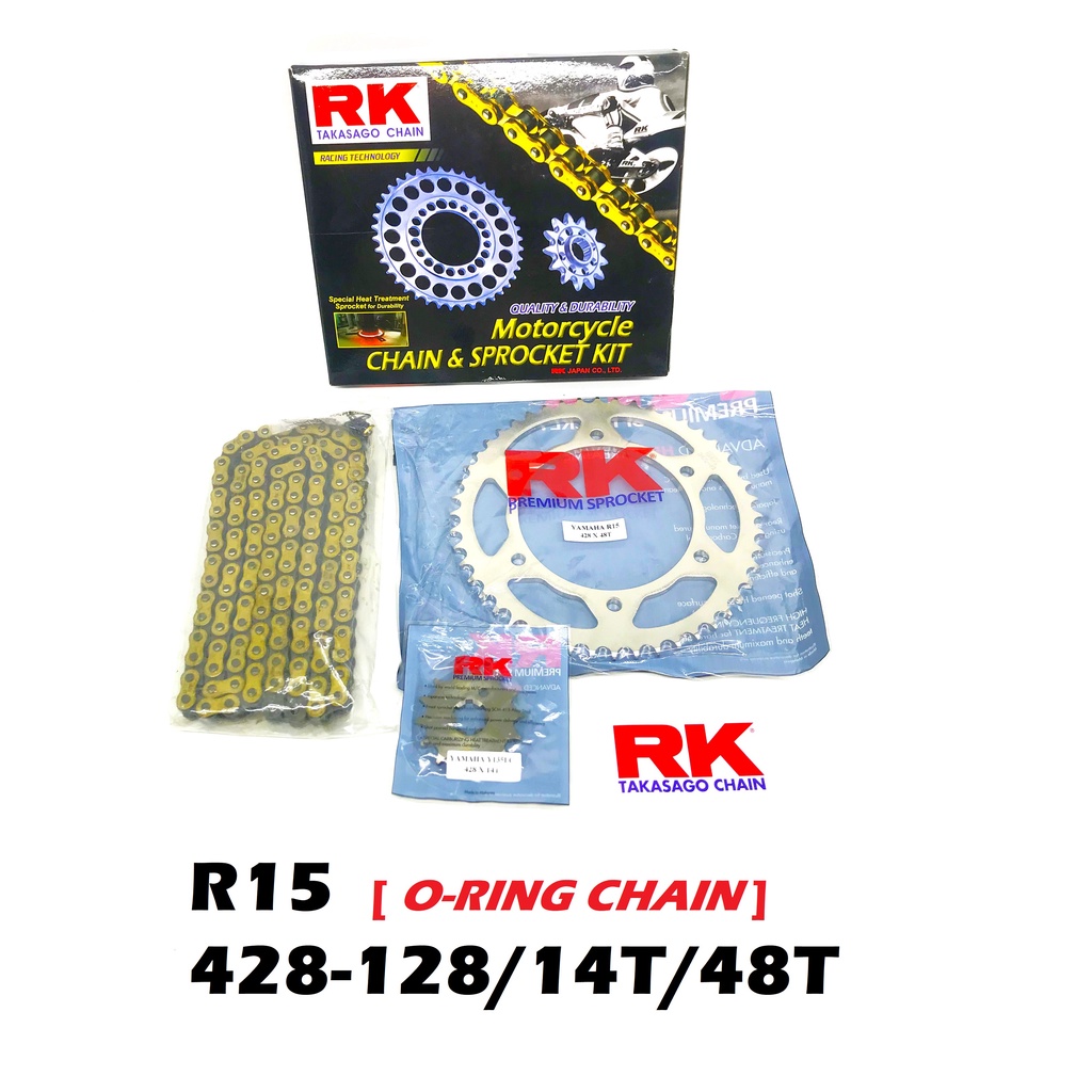 100 ORIGINAL RK SPROCKET SET YAMAHA R15 V3 MT15 ORING GOLD CHAIN TAKASAGO 100 ORIGINAL