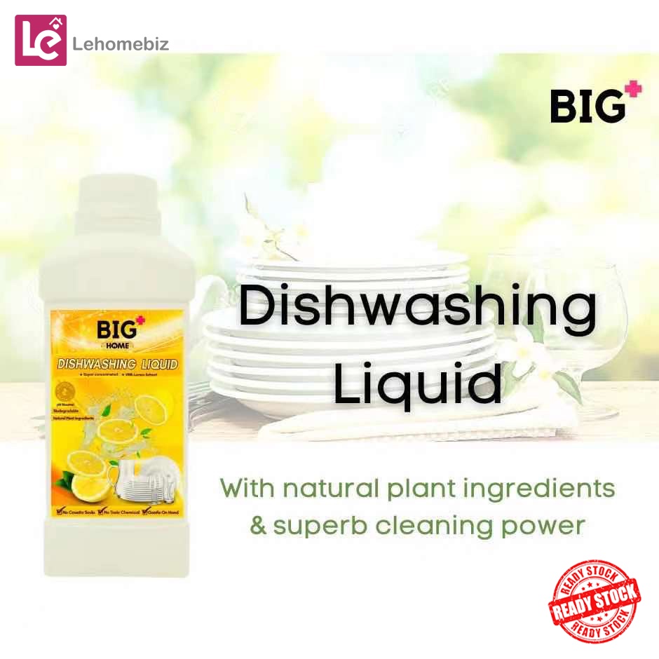 BIG+ Dishwashing Liquid (1000ml)Concentrated pH Neutral Natural Plant Ingredients