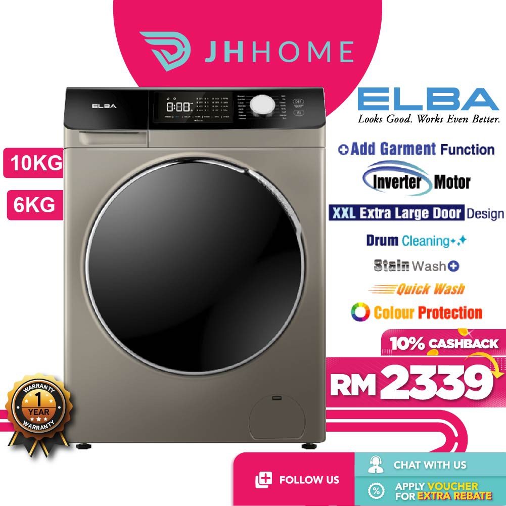 Elba 2In1 10KG 6KG Inverter Washer Dryer EWDCJ1061IN Drum