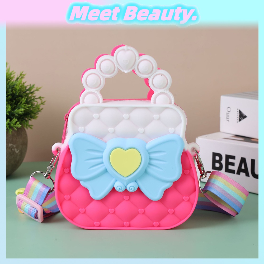 Pop It Fidget Toy Crossbody Bags for Girls Kids Dimple Toy Handbags Purse Stress Release Push