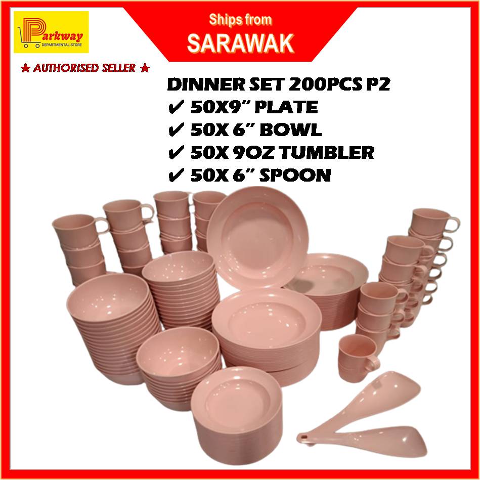 [EAST MSIA]200 PAX PLASTIC PLATES CUPS BOWLS SET HIGH QUALITY FOOD
