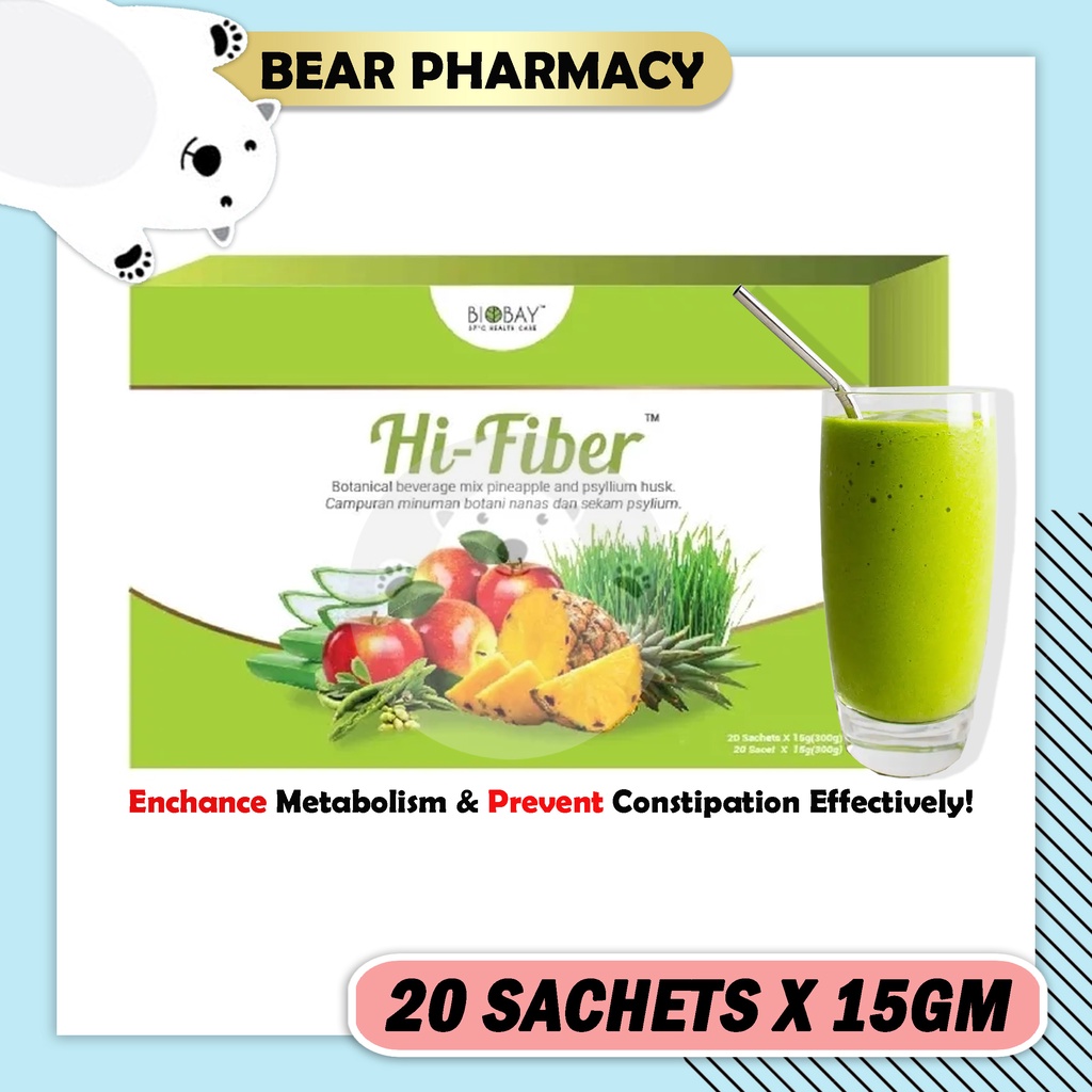 BIOBAY HiFiber 15g x 20 Sachets [Exp 02/2025] Natural Ingredients Fibre, Healthy Bowel