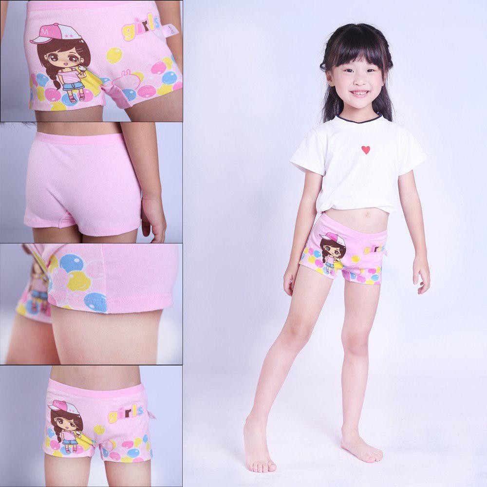 Little Baby 4 Pcs Mix Design Random Colours Girls Underwear Cotton