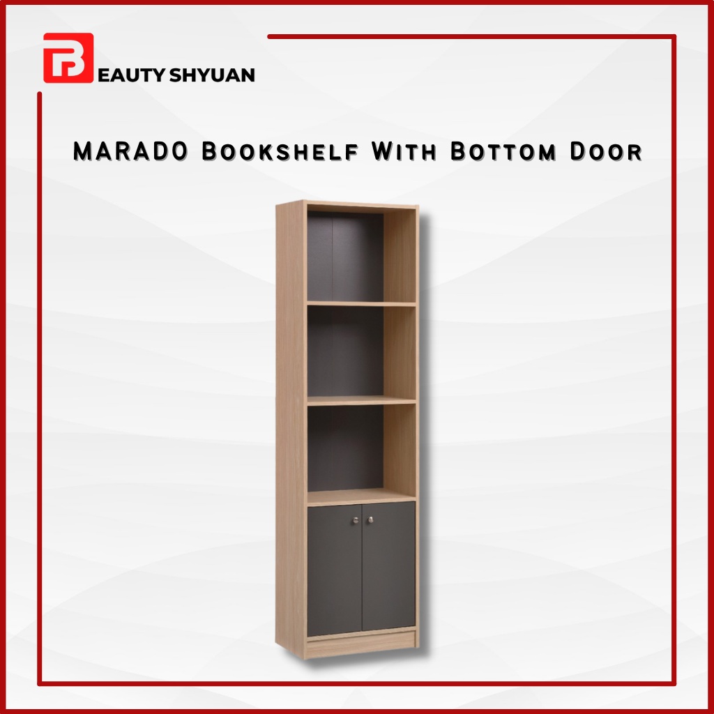 MARADO Book Rack Bookshelf With Bottom Door File Display Display Rack Almari
