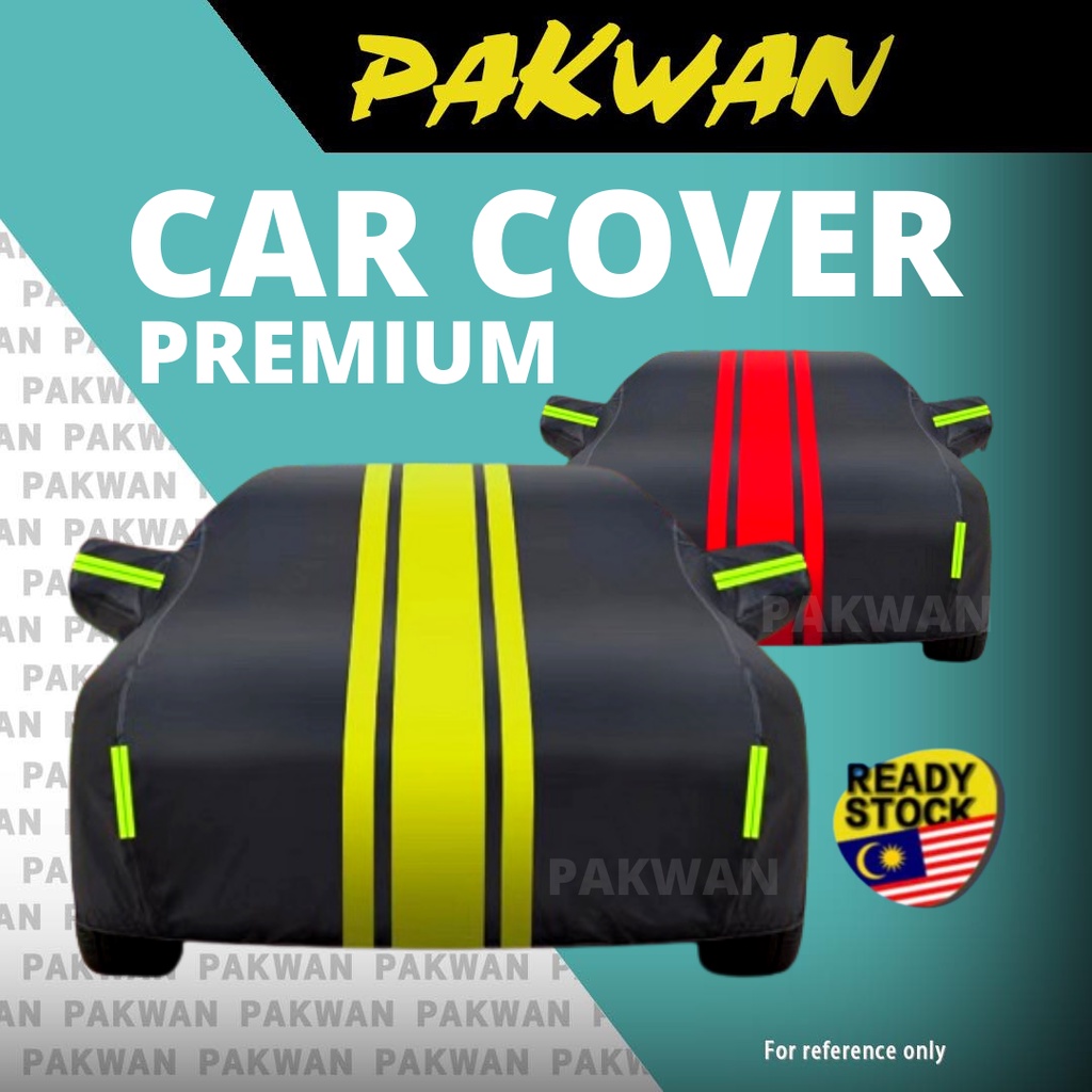Car Cover 3 Layer Outdoor Waterproof Sun Protection Selimut Penutup Kereta Red Strip Line X70