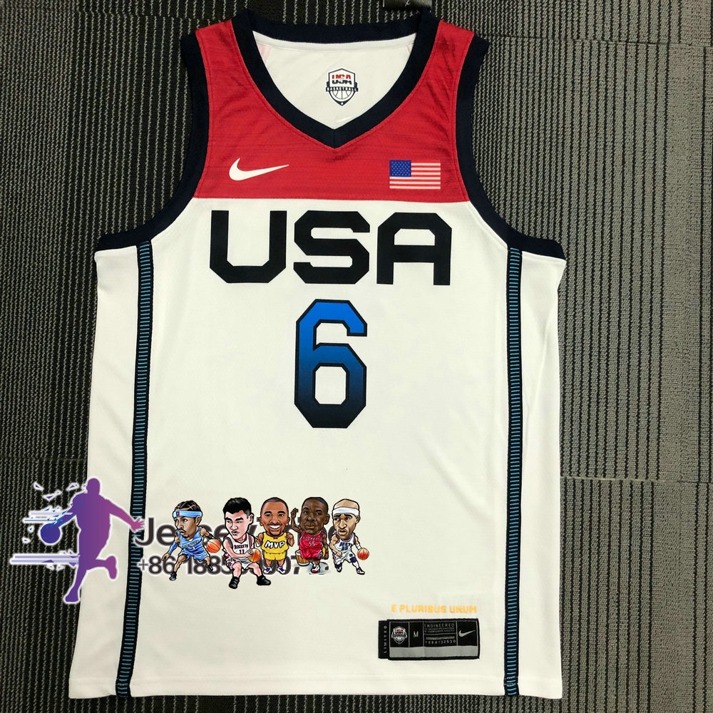 NBA Men's Jersey Dream Team USA 6 Damian Lillard Basketball 2021 Tokyo