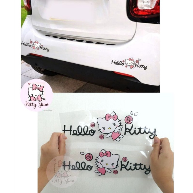 2pcs/set 28cmx9cm Hello Kitty Car Sticker Rear Wheel Body Decals Vinyl
