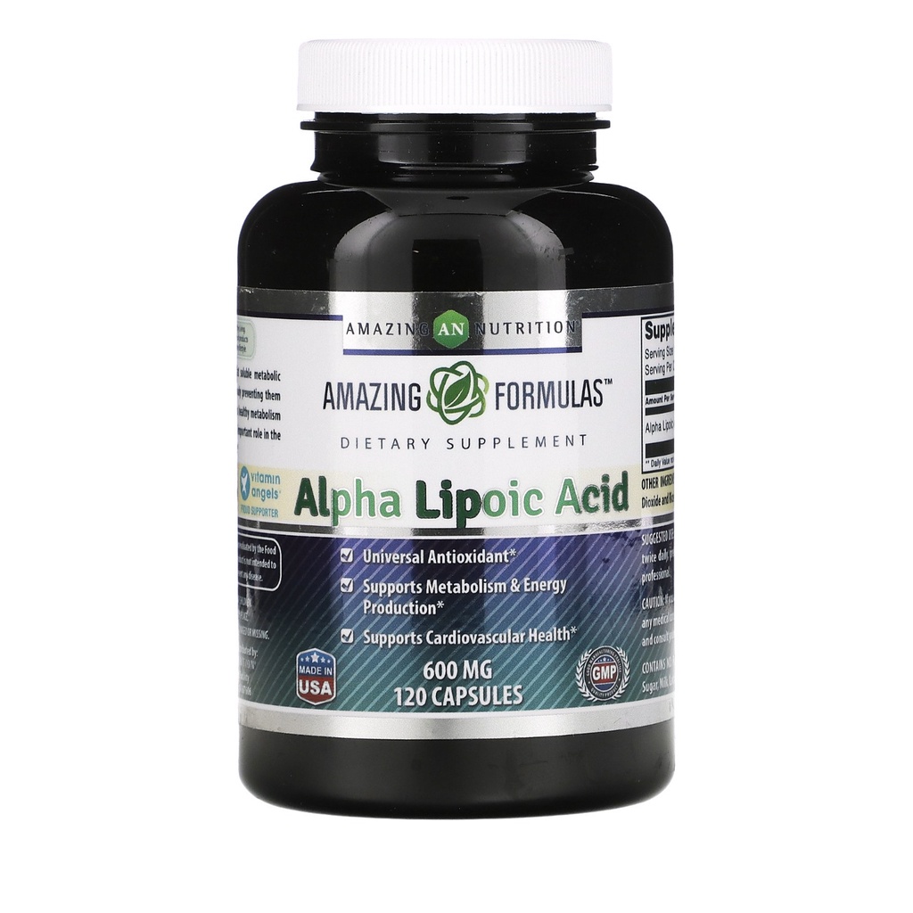 AMAZING NUTRITION Alpha Lipoic Acid, 600mg (120 Veg Capsules) 100
