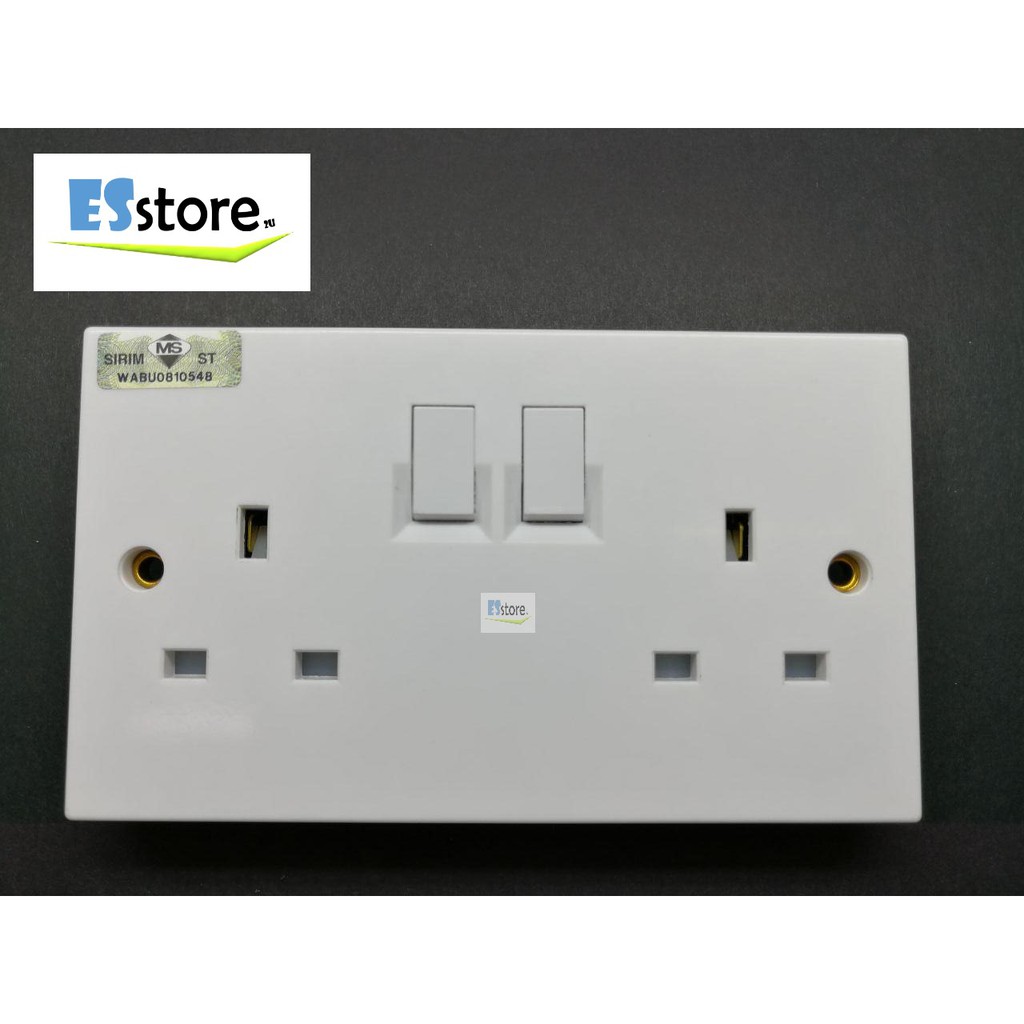 (Ready Stock) 13A UMS Double 2 Gang Switch Socket 3 Pin Wall Socket