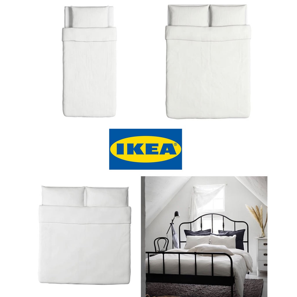 [READY STOCK] IKEA DVALA QUILT COVER AND PILLOWCASE WHITE 100 COTTON