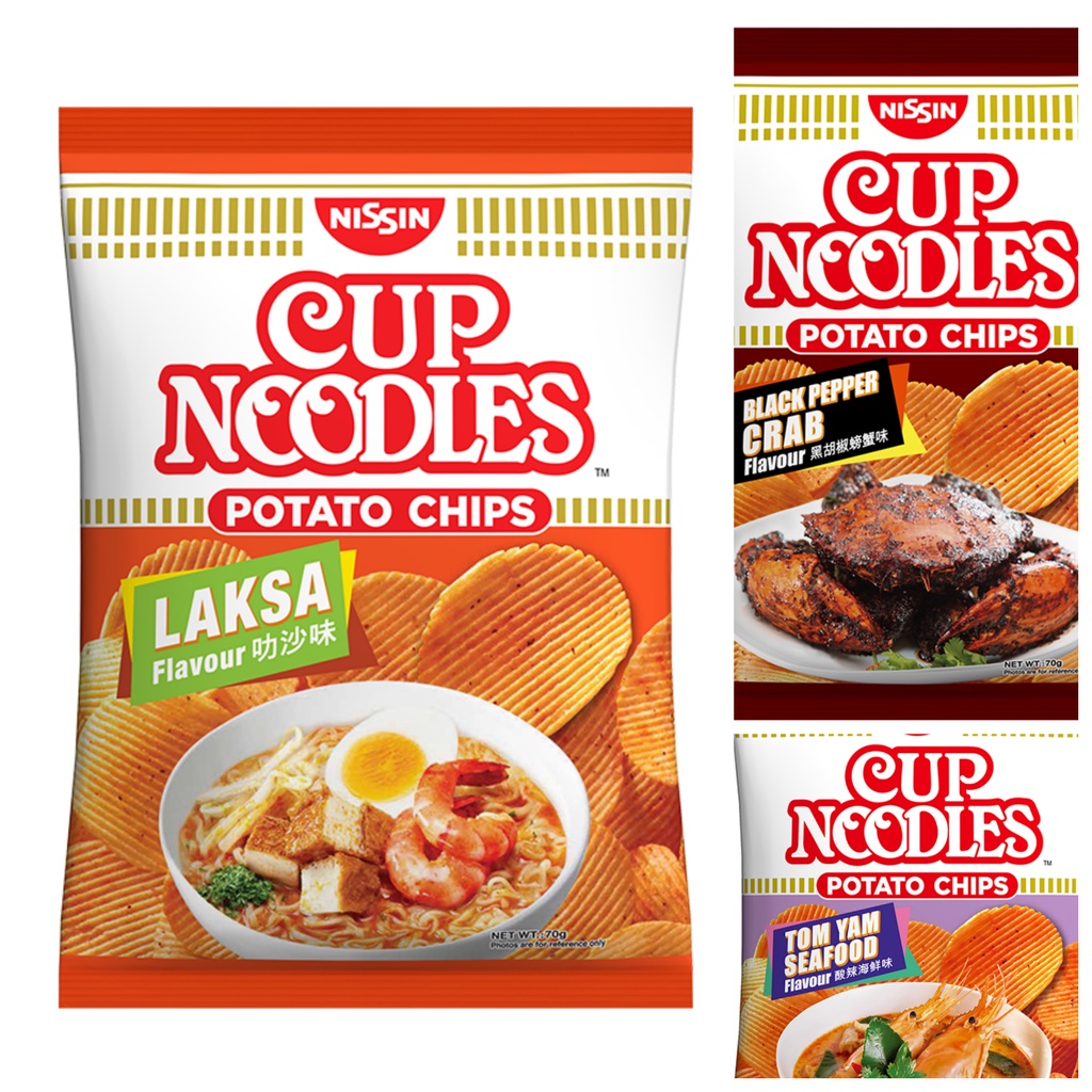 Nissin Cup Noodles Potato Chips 70g [ Laksa / Black Pepper Crab / Tomyam Seafood ] Shopee Malaysia