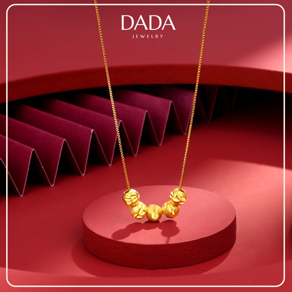 916 Gold Original Malaysia Necklace for Women 3 Bead Transfers Chain