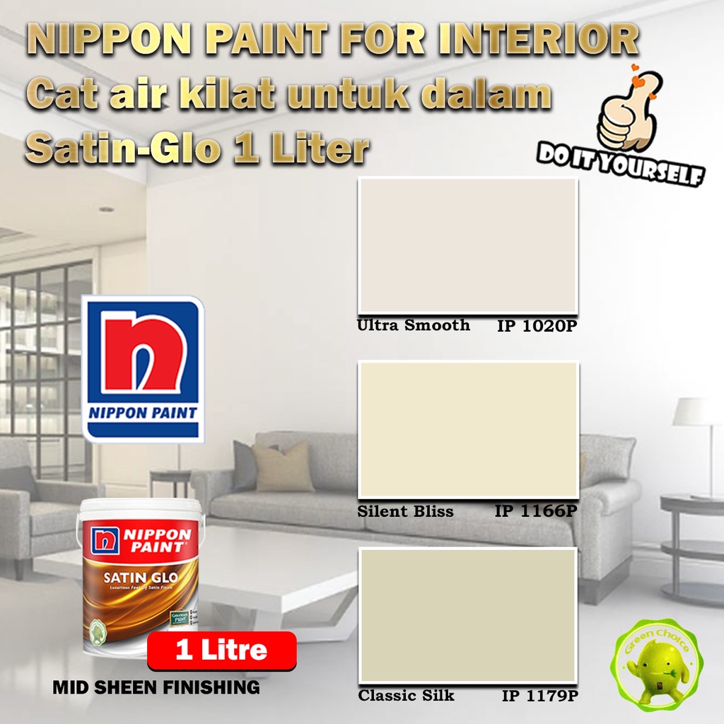 Nippon Paint Paint for Interior SatinGlo 1 Litre Ultra Smooth 1020P