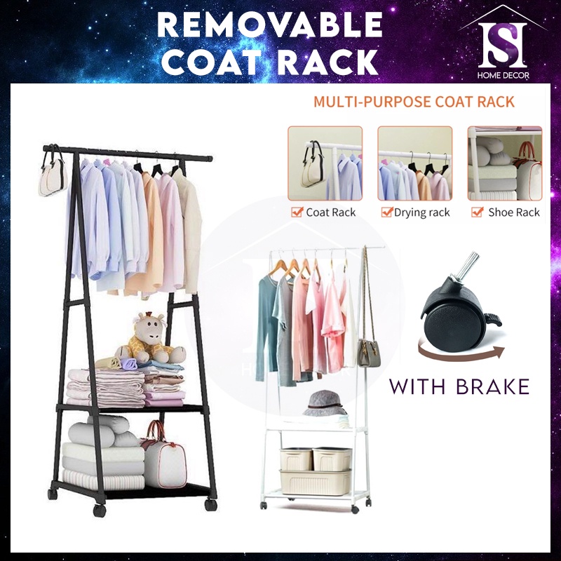 HS Home Decor 3 Tier Wardrobe Clothes Drying Rack Shoe Cloth Organizer