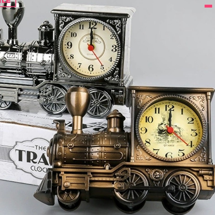 Retro Vintage Artistic Train Shape Alarm Clock Household Shelf / JAM