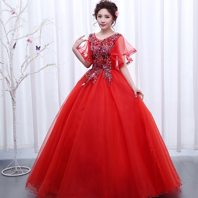 5 Color Gold Yellow Full Prom Robe Emcee Ball Gown Formal Maxi Dress Evening Dinner Dress