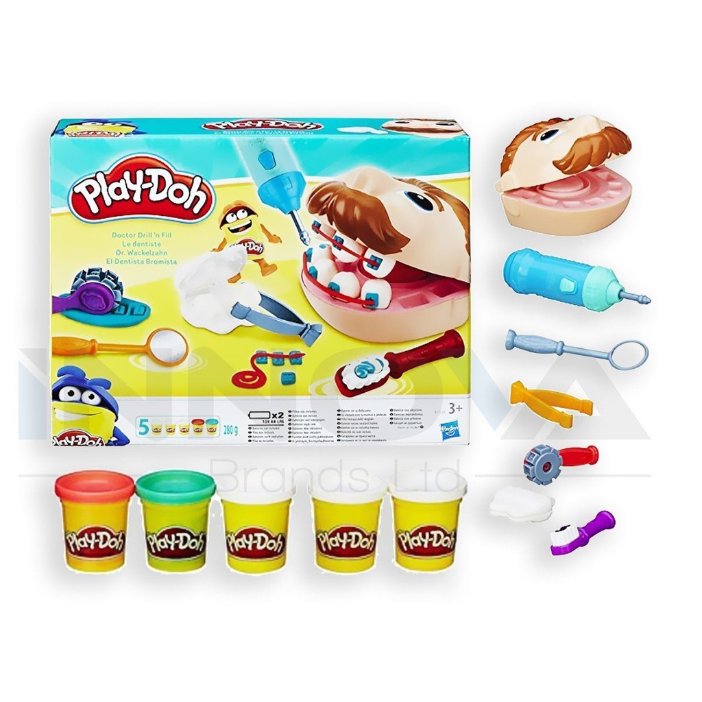 PlayDoh Doctor Dentist Drill 'n Fill Family Fun Toy Play Set Shopee