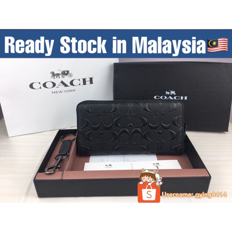 READY STOCK Coach Men Accordion Long Wallet Black In Signature