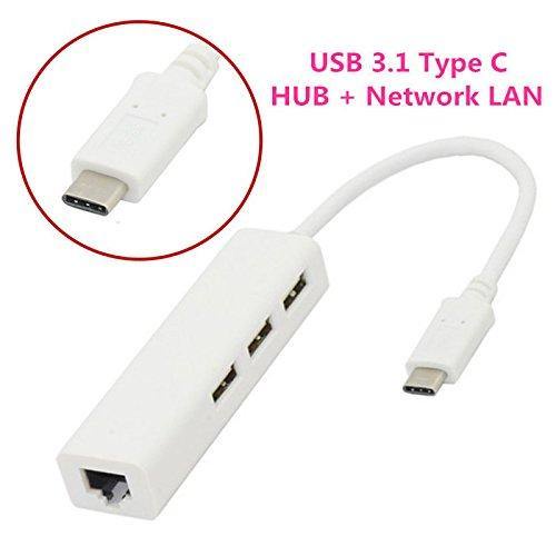 USBC Multifunction Lan Adapter USBC RJ45 3Port HUB Router PC Laptop Phone USB 3.0
