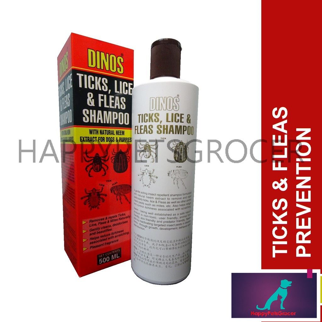 ORIGINAL Dinos Ticks, Lice & Fleas Dog Shampoo 500ml (Not Fake Maxhico