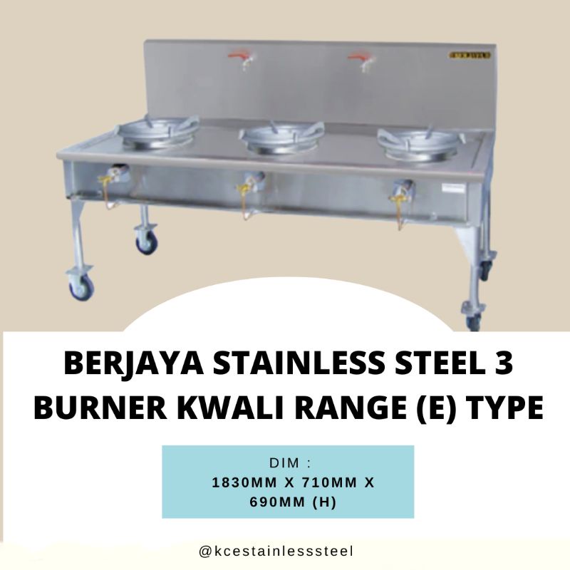 BERJAYA STAINLESS STEEL 3 BURNER KWALI RANGE (E) TYPE Shopee Malaysia
