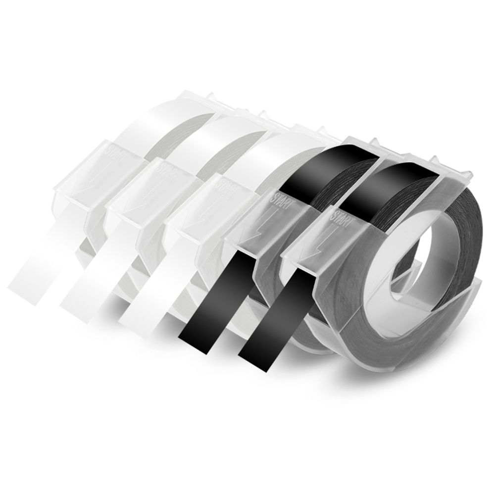 5PCS Compatible Motex / Dymo Embossing Tape Refill 3D Label Tape 9mm x