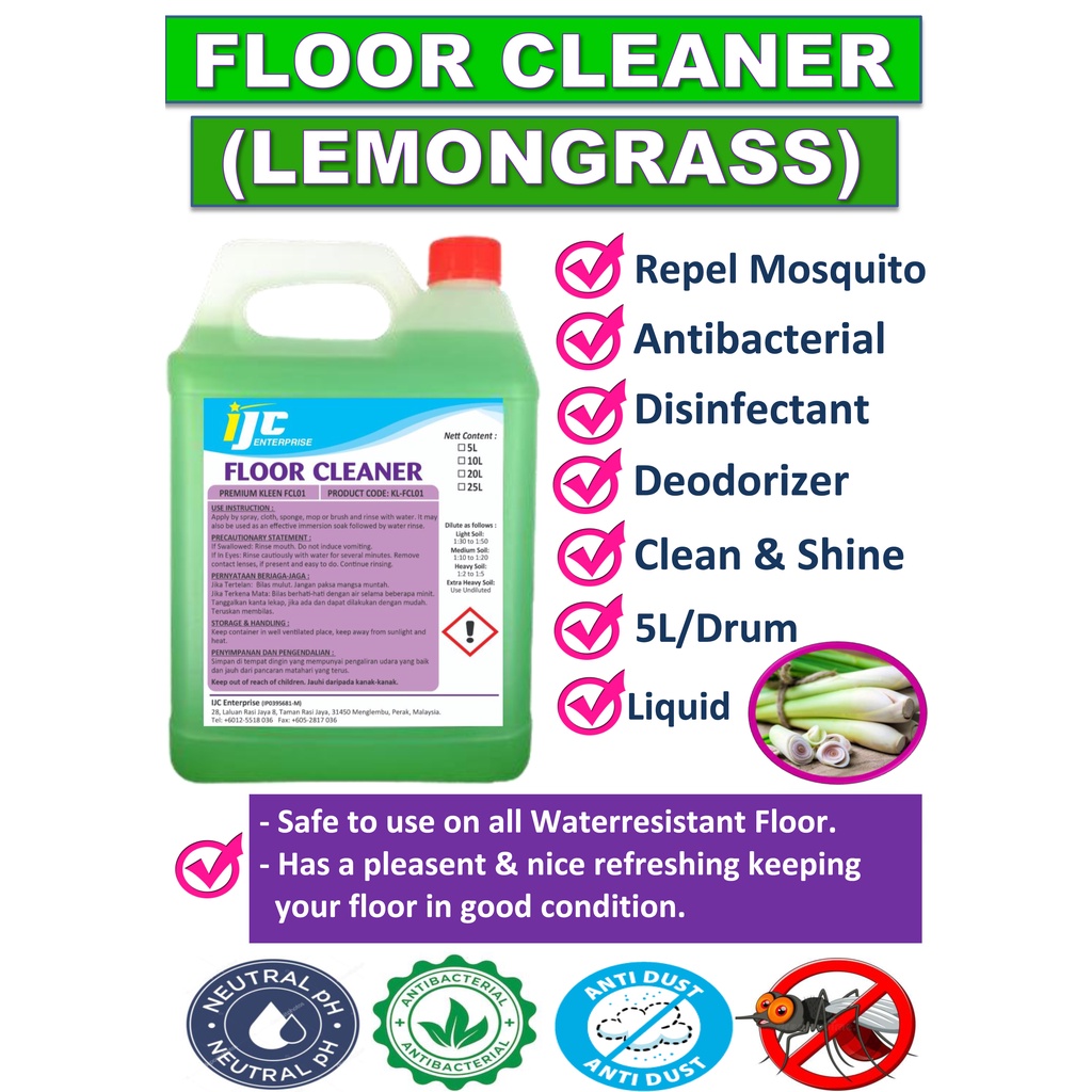 Floor Cleaner Lemongrass (Essential Oil) / Repel Mosquito /Serai Wangi