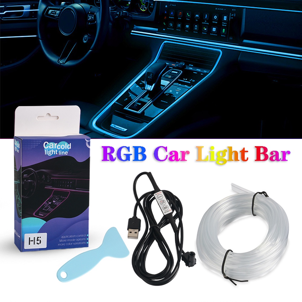 R RGB LED Neon Light Bar Car Ambient Waterproof Flexible DIY MultiMode