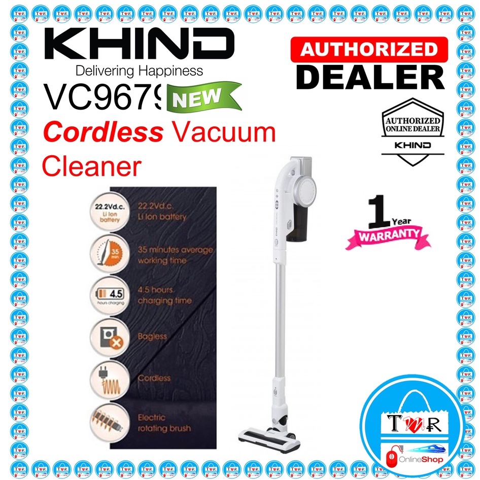 KHIND CORDLESS BAGLESS 2 IN 1 CYCLONE VACUUM CLEANER VC9679 Shopee
