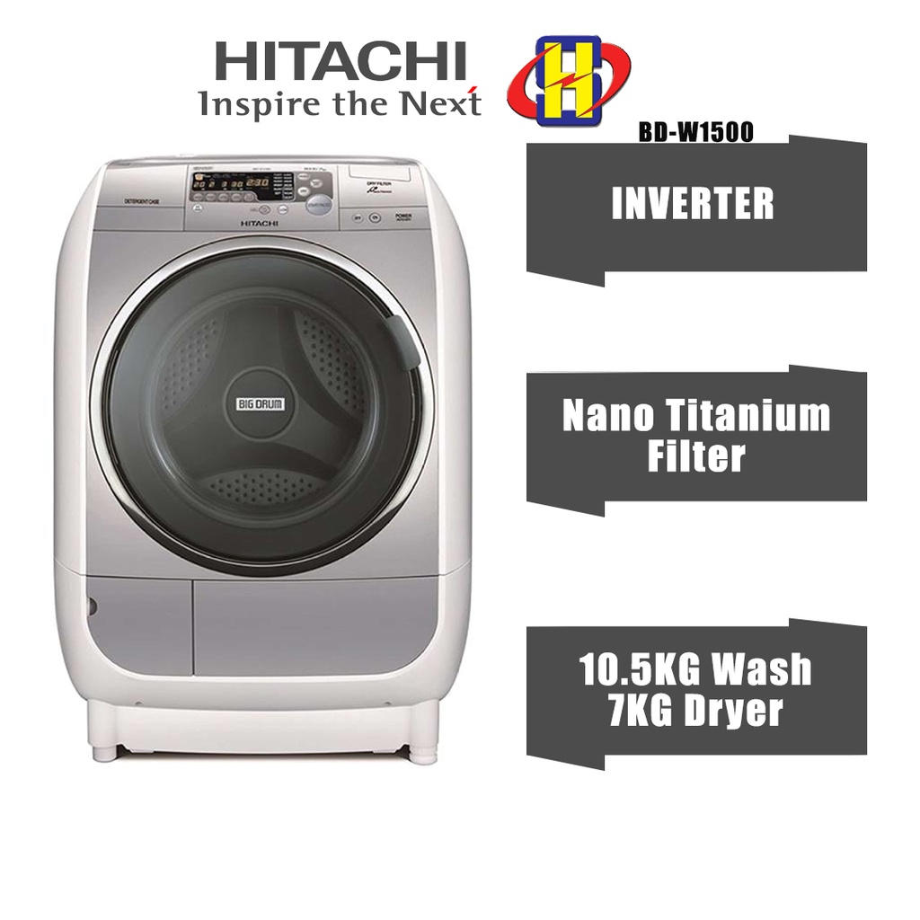 Hitachi Washer Dryer BDW1500 Made in Japan 10.5kg / 7Kg Washer dryer Shopee Malaysia