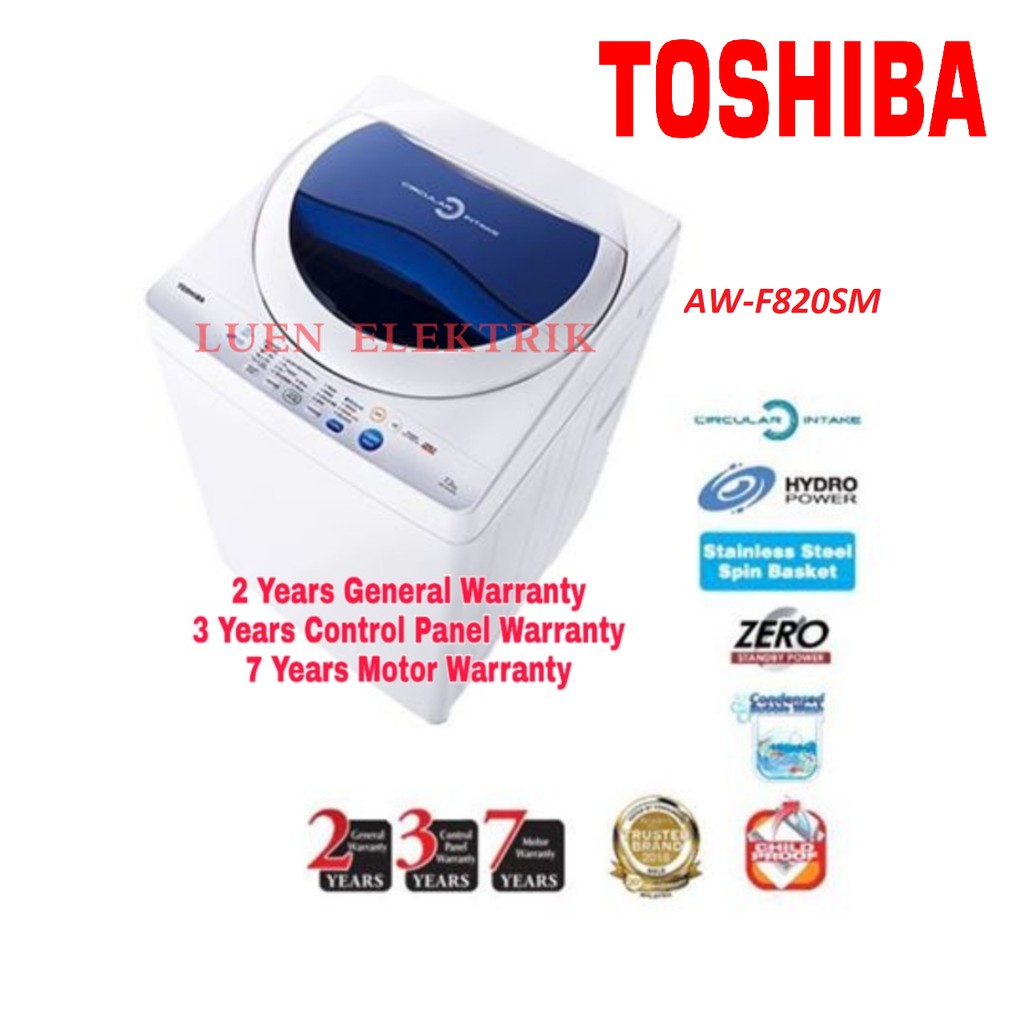 TOSHIBA AWF820SM 7.2 KG NON INVERTER FULLY AUTO TOP LOAD WASHING MACHINE Shopee Malaysia