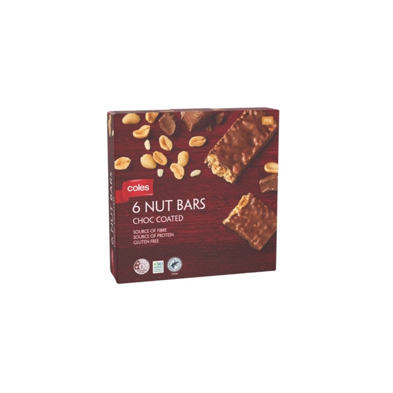 Coles 6 Nut Bar Chocolate Coated 210g Shopee Malaysia