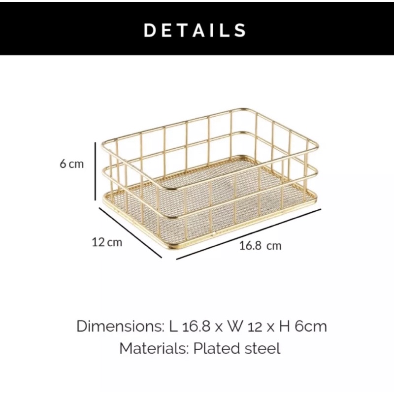 Gold Wire Basket Desk Organise Basket Metal Gold Tray Shopee Malaysia