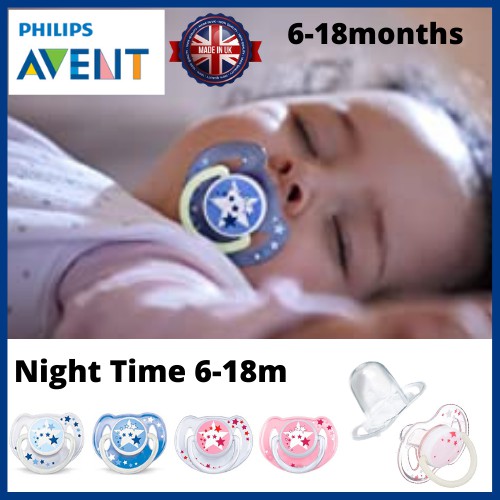 (1pc） Philips Avent Night Time Pacifier Soothers 618 m+ Puting Kosong