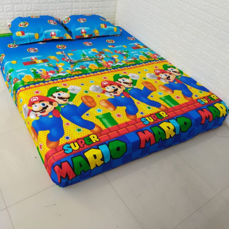 Children's Bed Sheets SUPER MARIO Cartoon Pattern Bed Sheets Shopee