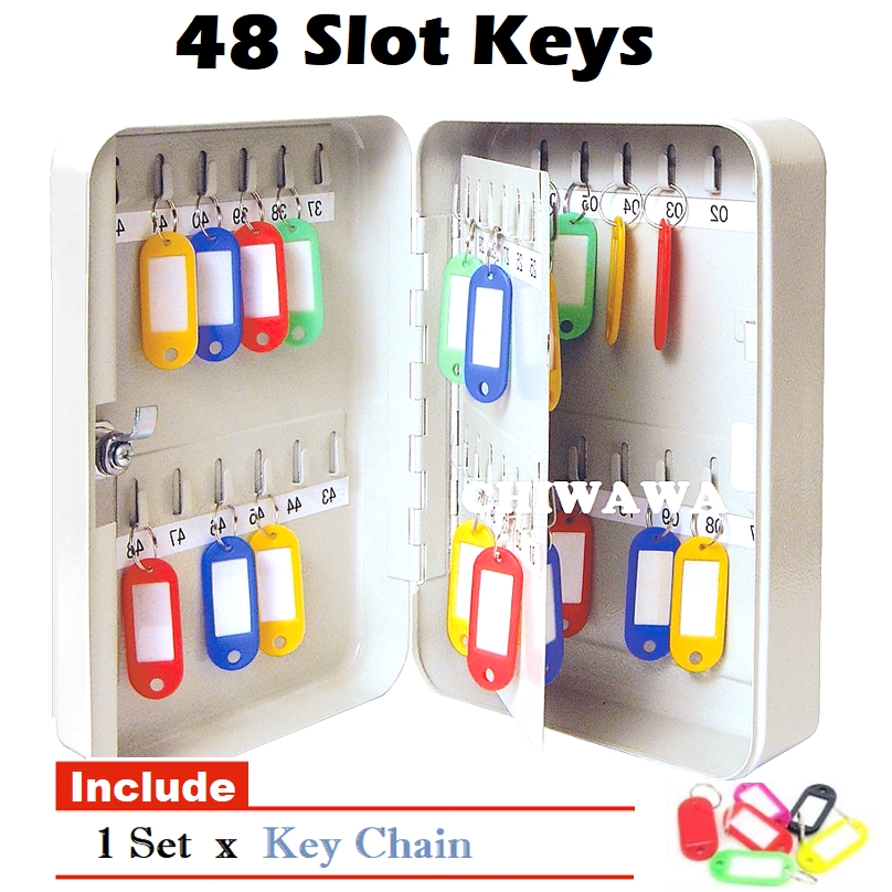 20 / 48 / 105 Keys Slot Lockable Metal Key Box Wall Mount Safe Storage