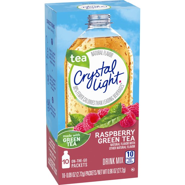Crystal Light Raspberry Green Tea 10ct EXP 6/2025 OntheGoPackets
