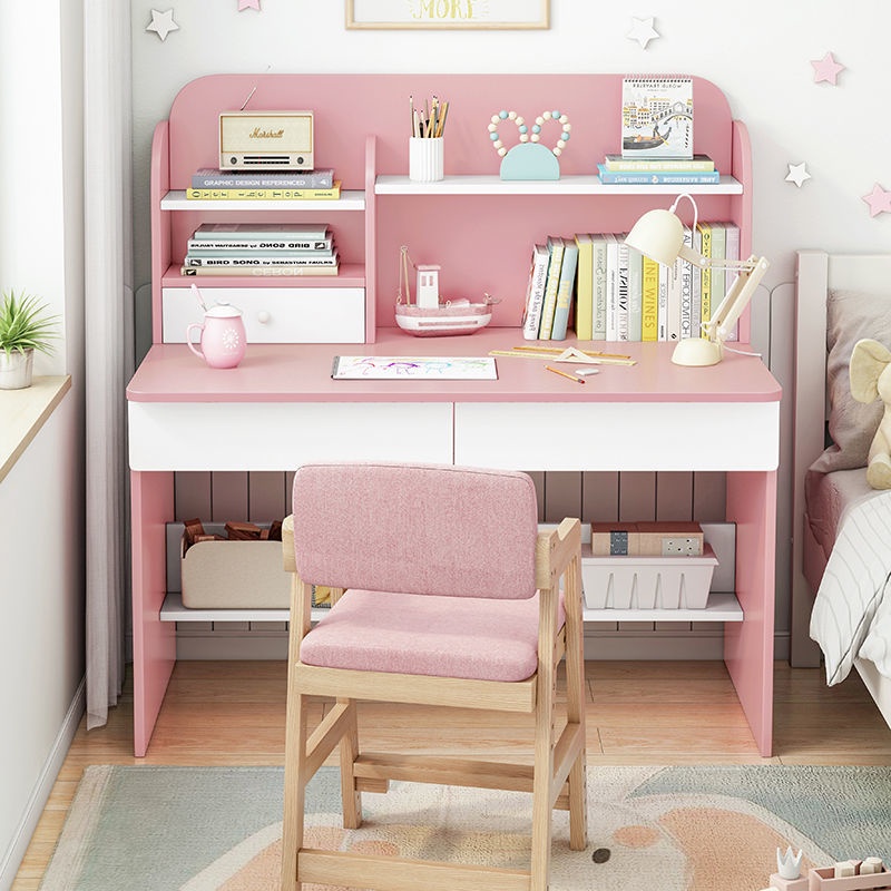 ⊙Children S Study Desk Home Desk Bookshelf One Table Bedroom Primary
