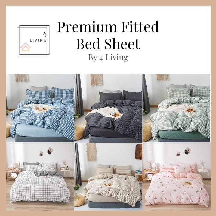 🔥CLEARANCE🔥 Premium Fitted Bed sheet Single Queen Size Bedsheet Getah