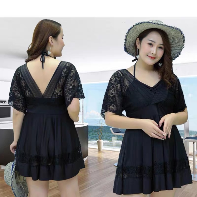 83100kg Women Big Size Swimwear Lady Plus Size Black Swimsuit Shopee