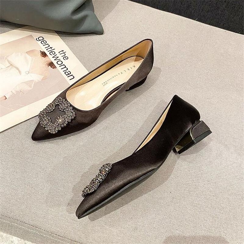 Women's High heels Low Heels 3 CM Thick Heel High Heels Snowflake